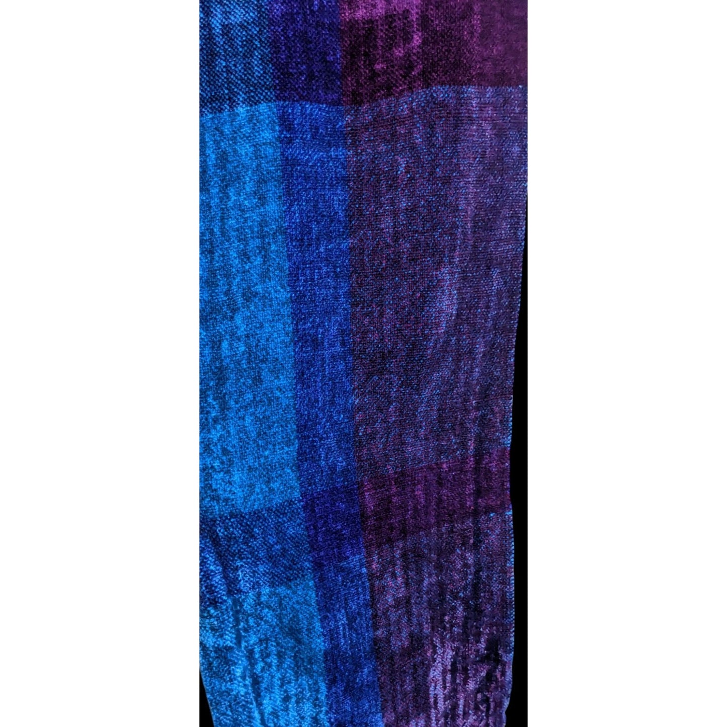 Cozy Ombre Handwoven By Polly Connell Blue & Purple Chenille Scarf With Fringe