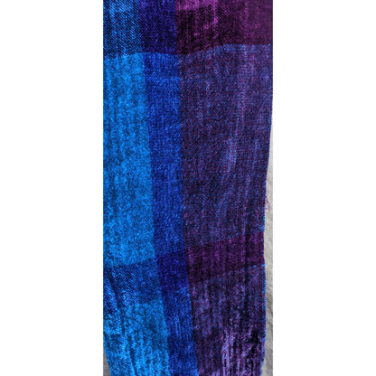 Cozy Ombre Handwoven By Polly Connell Blue & Purple Chenille Scarf With Fringe