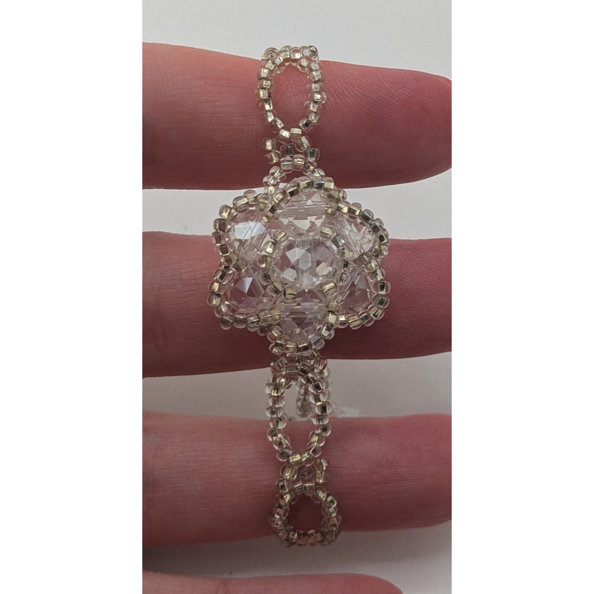 Coquette Fairycore Romantic Crystal Floral Beaded Statement Bracelet