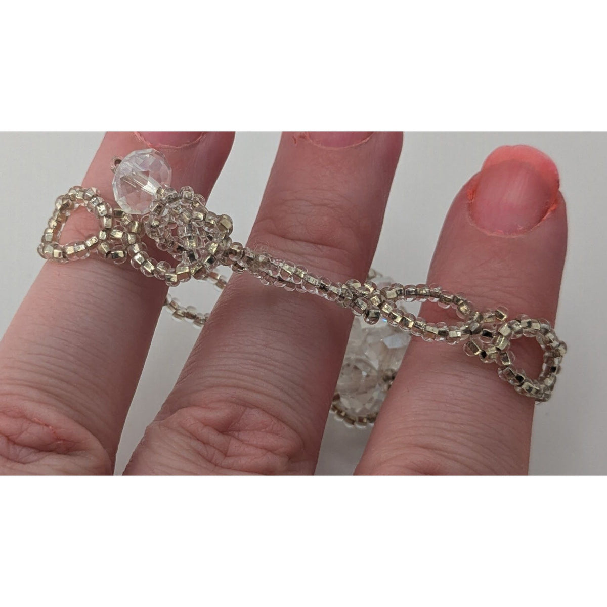 Coquette Fairycore Romantic Crystal Floral Beaded Statement Bracelet