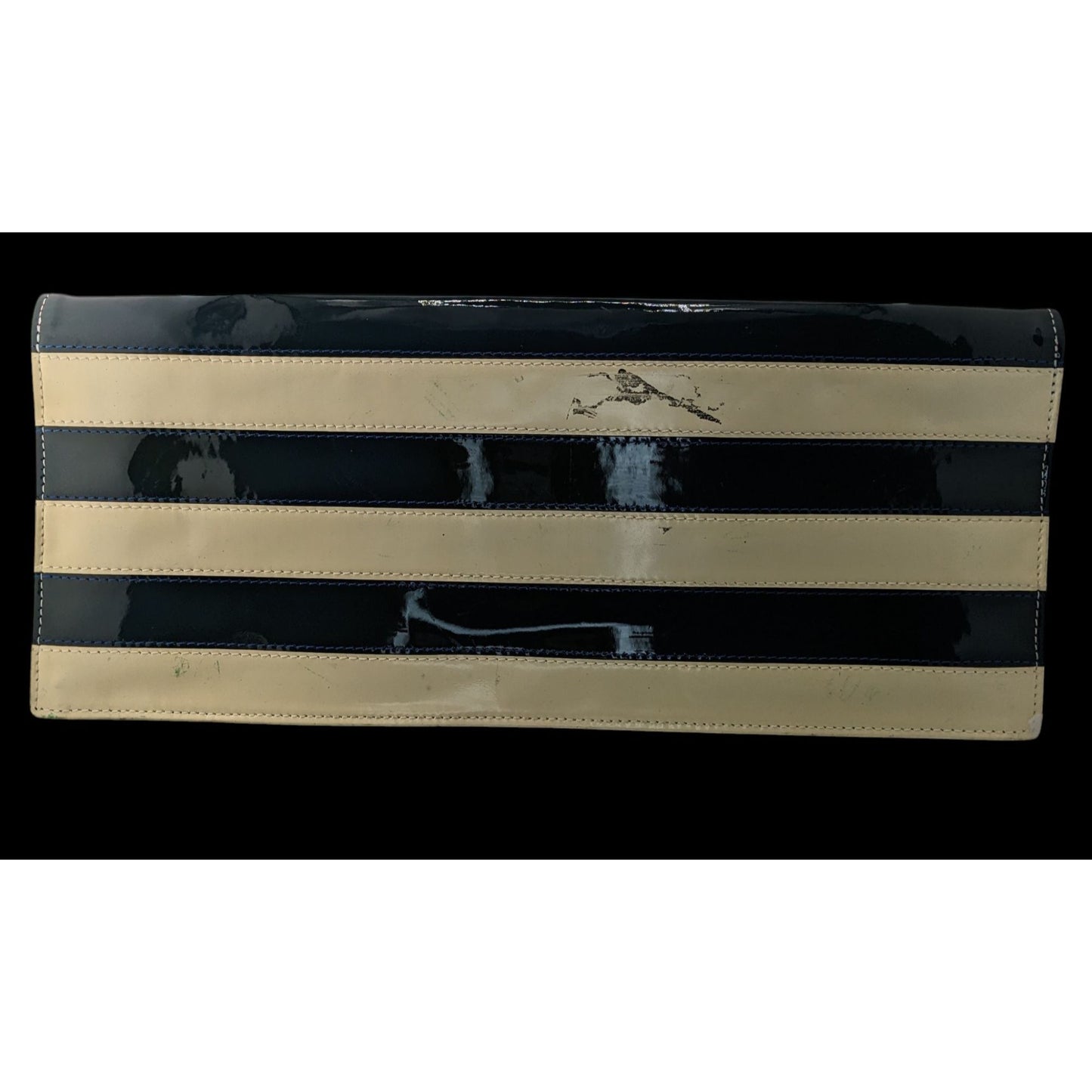 Happy Hour Gothic Punk Skull Clutch With Black & Beige Stripes 15"x6"x1" Bold Statement Accessory