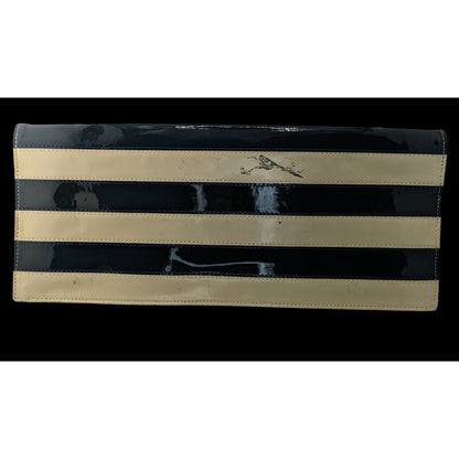 Happy Hour Gothic Punk Skull Clutch With Black & Beige Stripes 15"x6"x1" Bold Statement Accessory