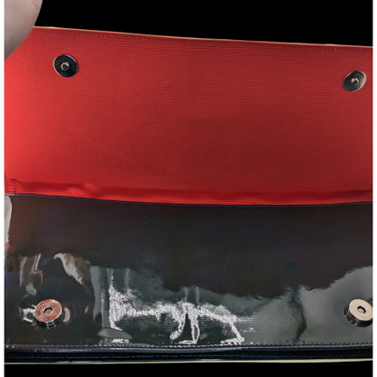 Happy Hour Gothic Punk Skull Clutch With Black & Beige Stripes 15"x6"x1" Bold Statement Accessory