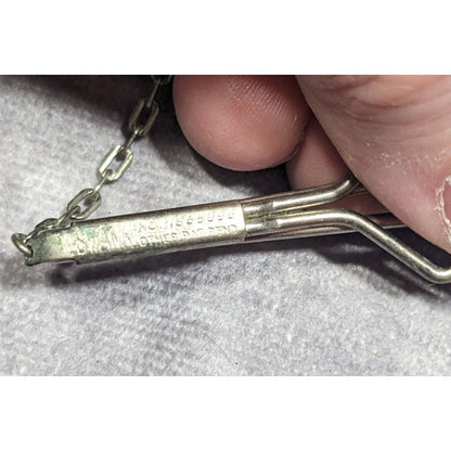 Vintage Swank H Initial Silver Tone Tie Bar With Chain