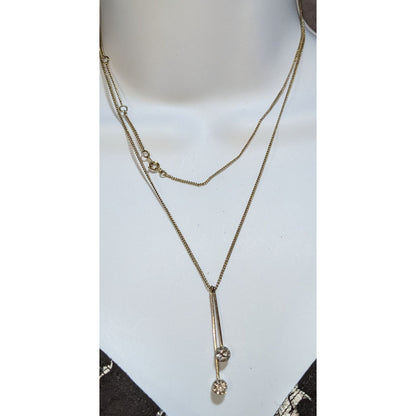 Gold Rhinestone Lariat Necklace Long Minimalist Y Drop Crystal Pendant Layering Jewelry
