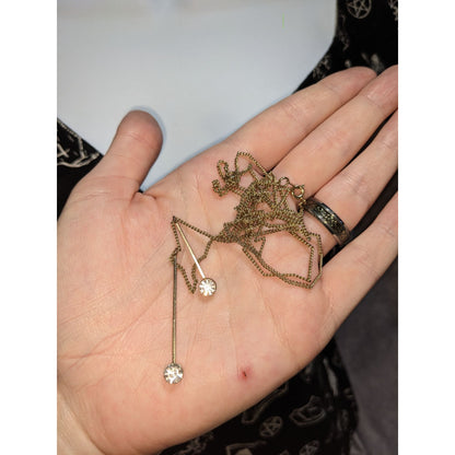 Gold Rhinestone Lariat Necklace Long Minimalist Y Drop Crystal Pendant Layering Jewelry