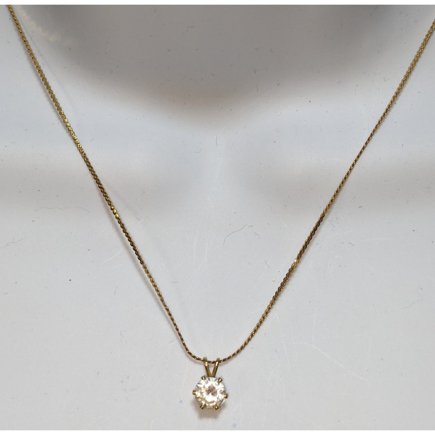 Minimalist Solitaire Cut Pendant Necklace On Gold Tone Chain