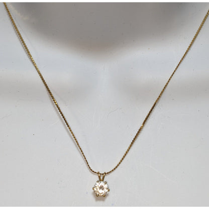 Minimalist Solitaire Cut Pendant Necklace On Gold Tone Chain