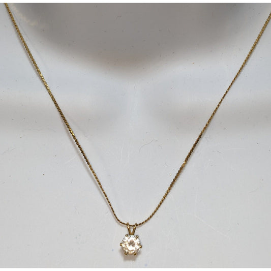 Minimalist Solitaire Cut Pendant Necklace On Gold Tone Chain