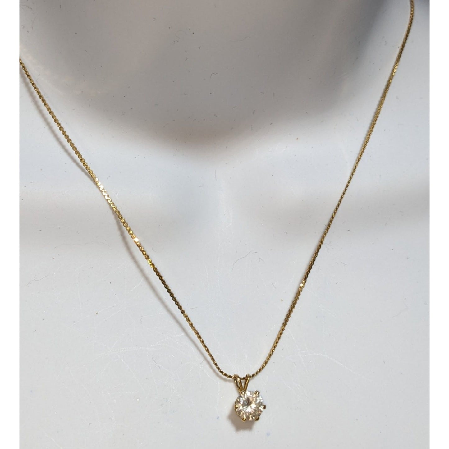 Minimalist Solitaire Cut Pendant Necklace On Gold Tone Chain