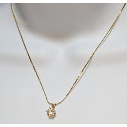 Minimalist Solitaire Cut Pendant Necklace On Gold Tone Chain