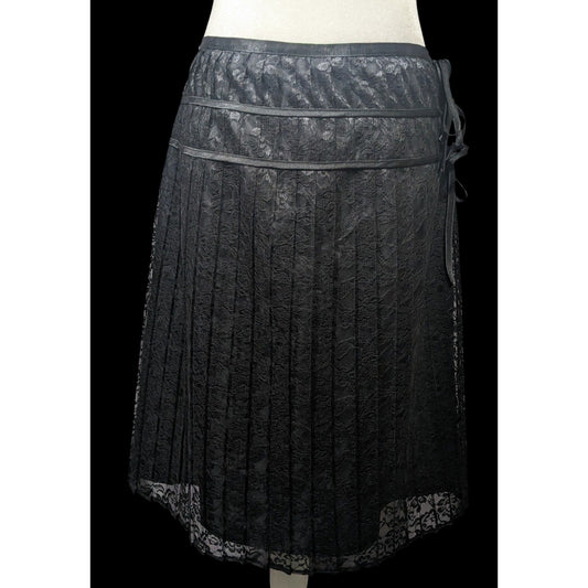 Apostrophe Gothic Lace Pleated Side Tie Formal Skirt Size 10