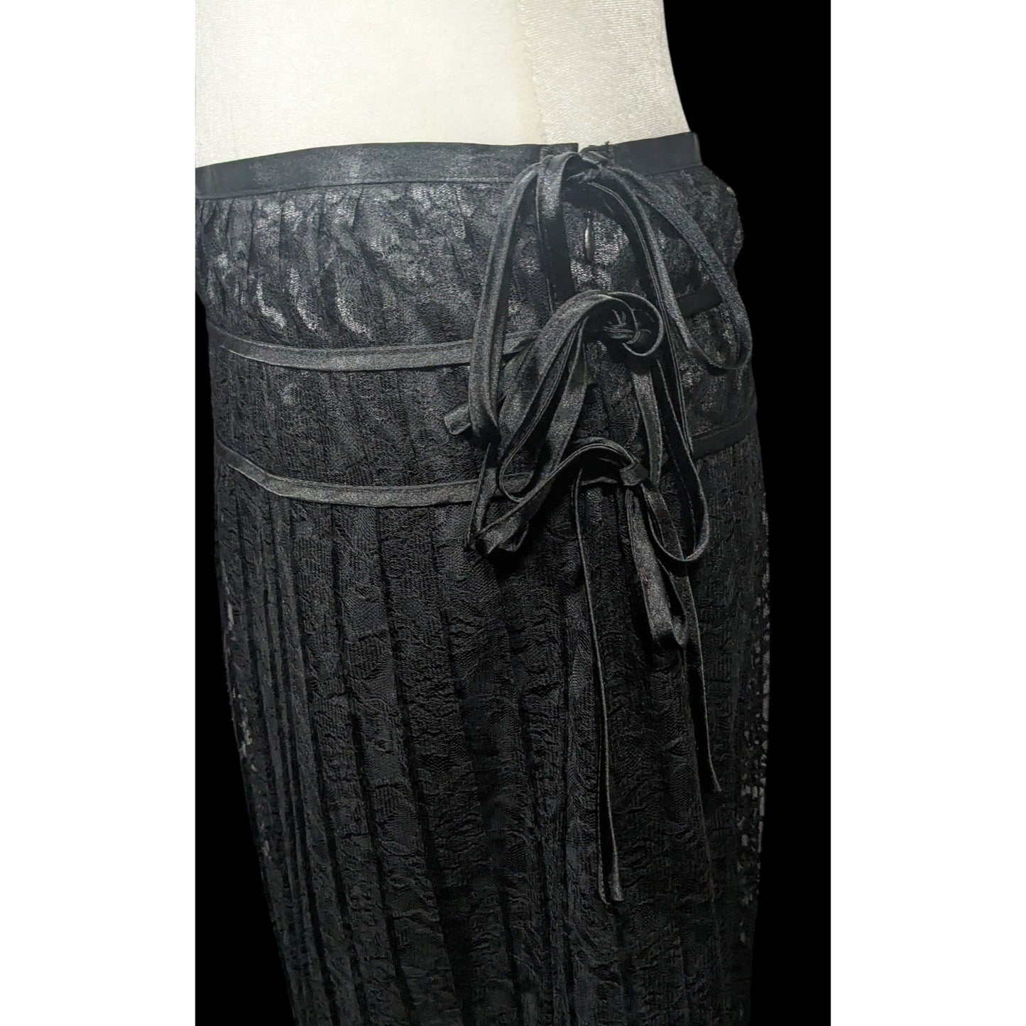 Apostrophe Gothic Lace Pleated Side Tie Formal Skirt Size 10
