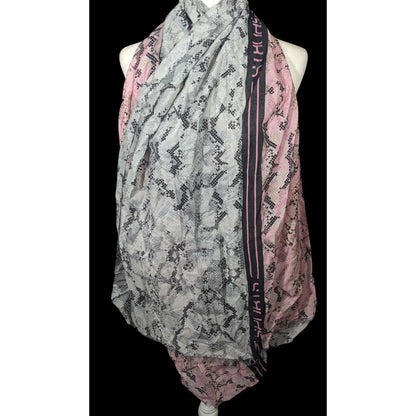 Marc Cain Sports Grey And Pink Snake Print Scarf