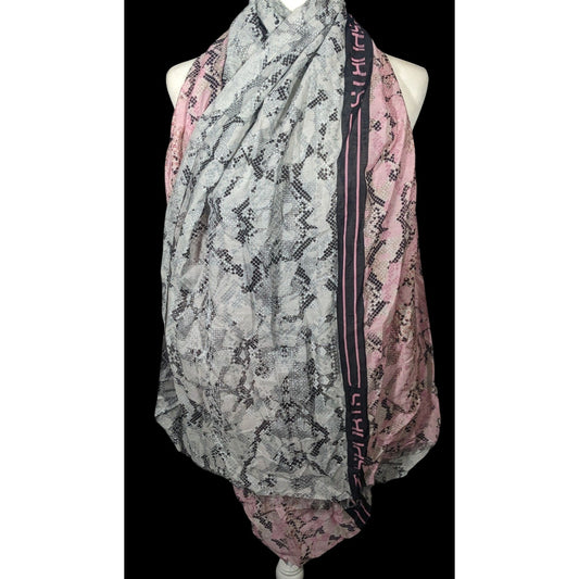 Marc Cain Sports Grey And Pink Snake Print Scarf