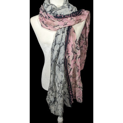 Marc Cain Sports Grey And Pink Snake Print Scarf