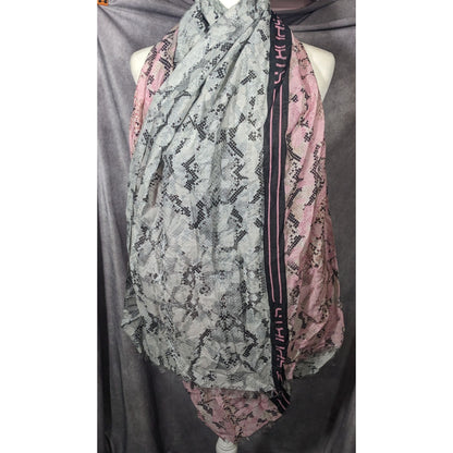 Marc Cain Sports Grey And Pink Snake Print Scarf
