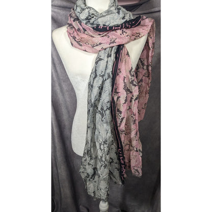 Marc Cain Sports Grey And Pink Snake Print Scarf