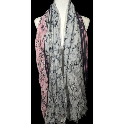 Marc Cain Sports Grey And Pink Snake Print Scarf