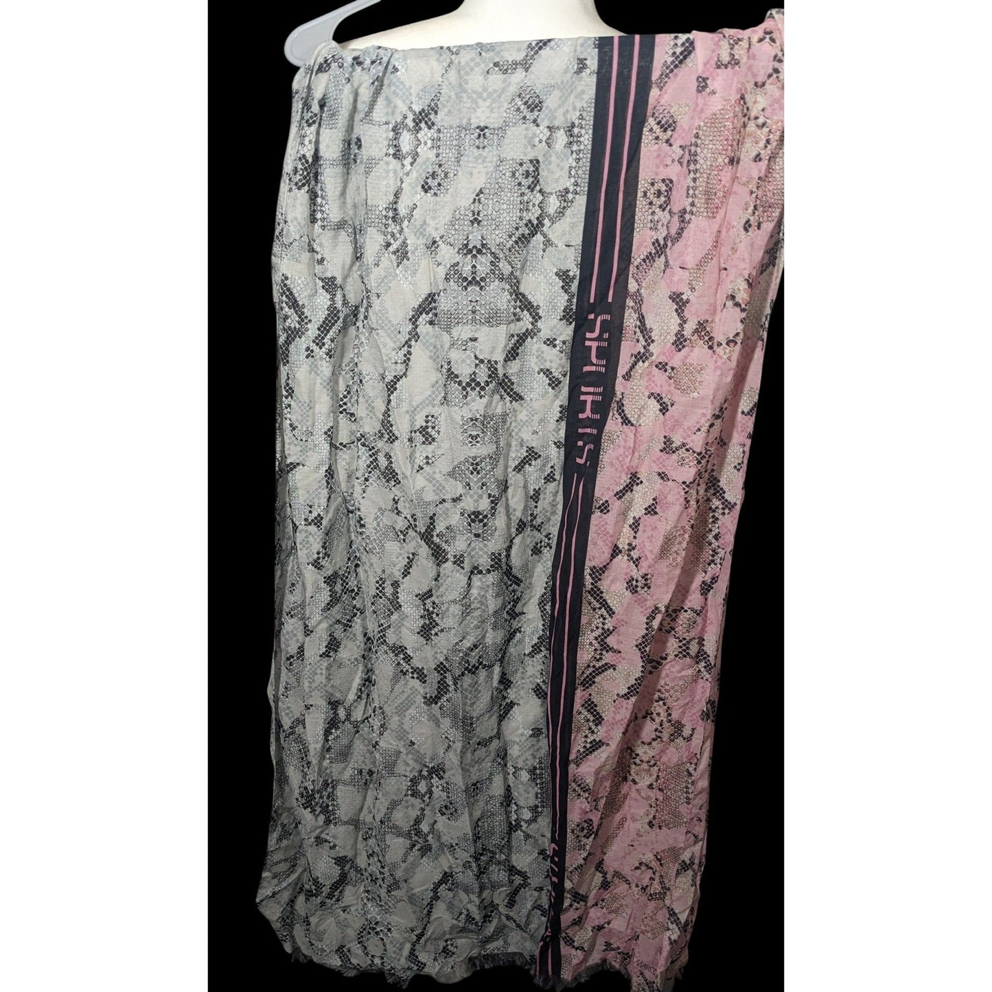 Marc Cain Sports Grey And Pink Snake Print Scarf
