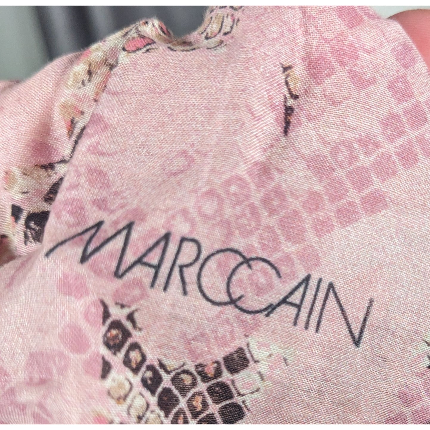 Marc Cain Sports Grey And Pink Snake Print Scarf