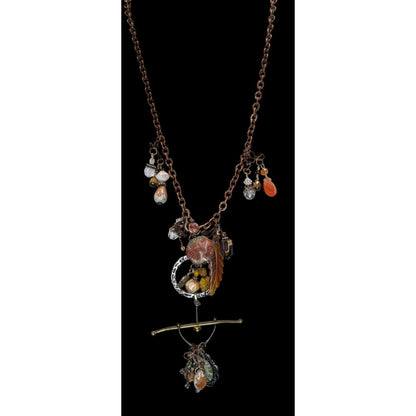 Vintage Handmade Charm Necklace Rustic Assemblage Statement Necklace Copper Chain Boho Steampunk