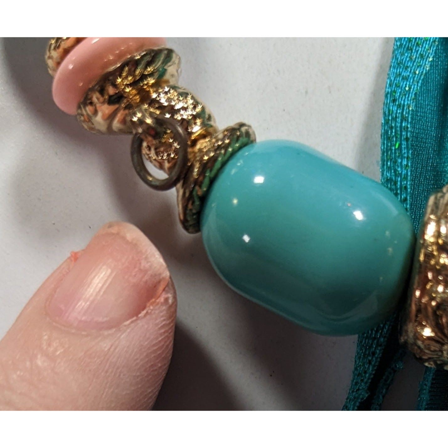 Vintage Bohemian Festival Blue Pink And Gold Floral Necklace