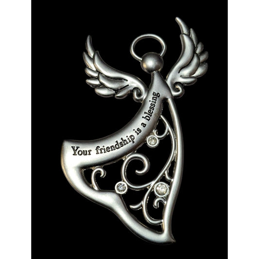 Your Friendship Is A Blessing Silver Angel Ornament