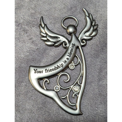 Your Friendship Is A Blessing Silver Angel Ornament