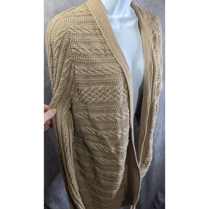 Croft & Barrow Preppy Beige Open-Front Cable-Knit Cardigan