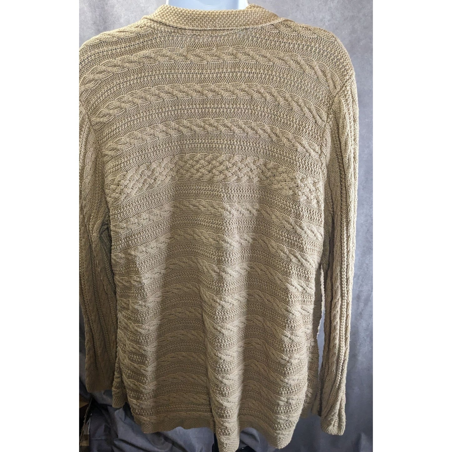 Croft & Barrow Preppy Beige Open-Front Cable-Knit Cardigan
