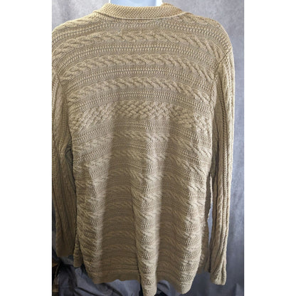 Croft & Barrow Preppy Beige Open-Front Cable-Knit Cardigan