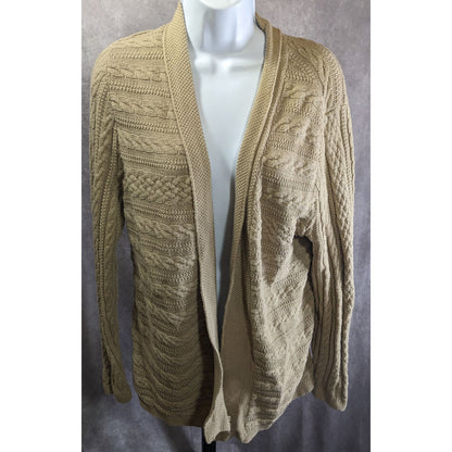 Croft & Barrow Preppy Beige Open-Front Cable-Knit Cardigan