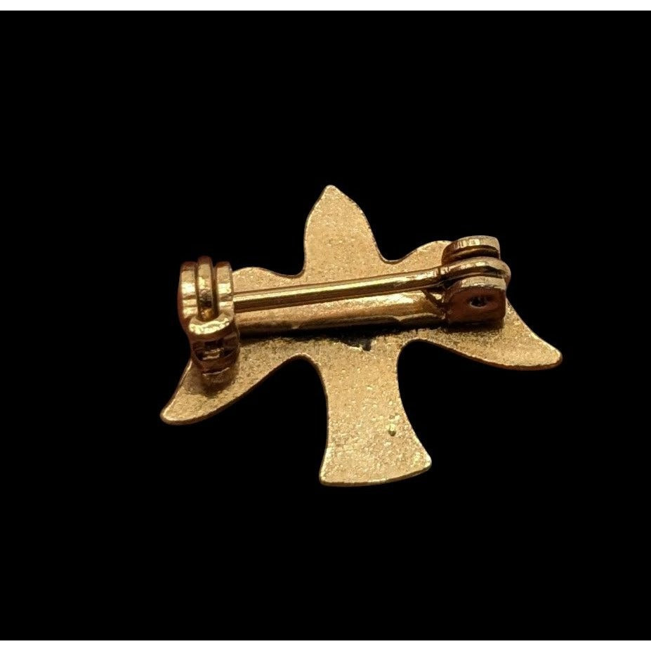 Vintage Enamel White Dove Pin Brooch With Gold Tone Trim 1/2 Inch