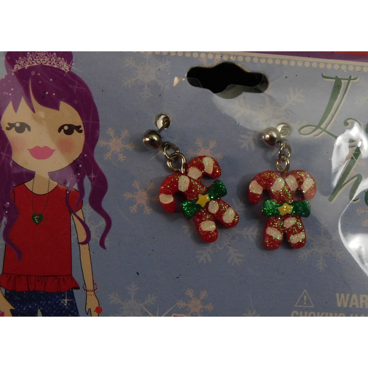 Luv Her Candy Cane Glitter Dangle Earrings
