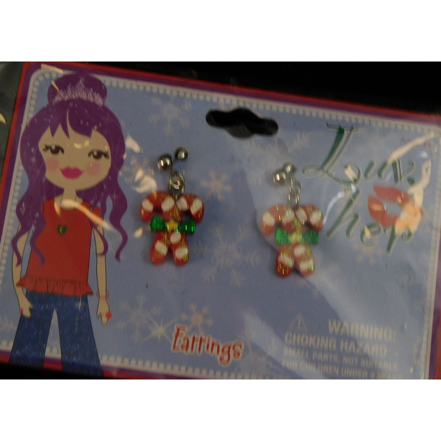 Luv Her Candy Cane Glitter Dangle Earrings