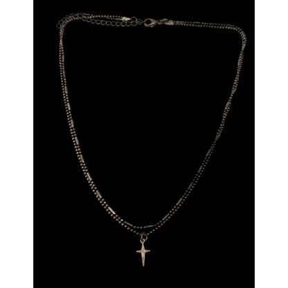 Vintage 90s Premier Designs Cross Necklace Layered Chain Silver Goth