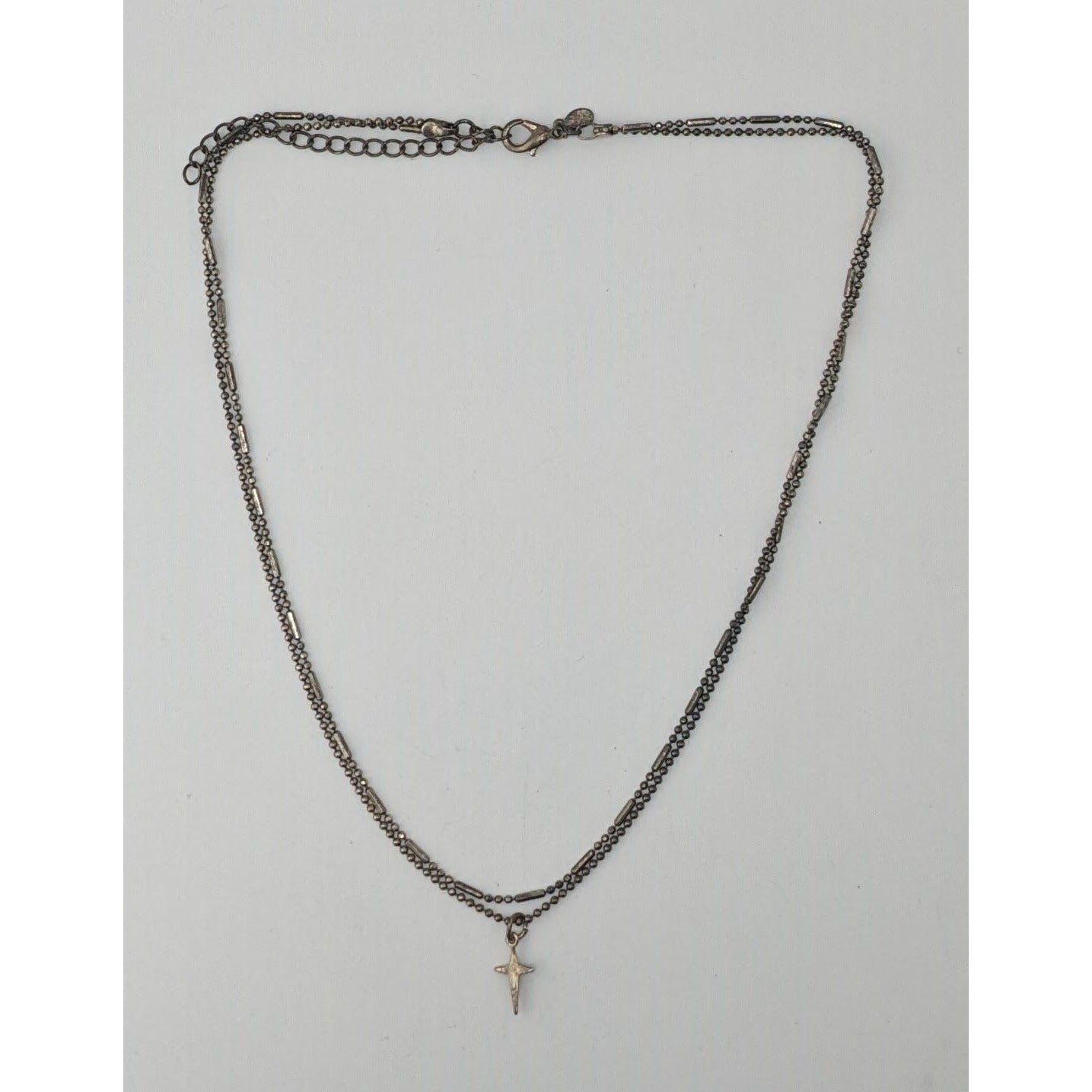 Vintage 90s Premier Designs Cross Necklace Layered Chain Silver Goth