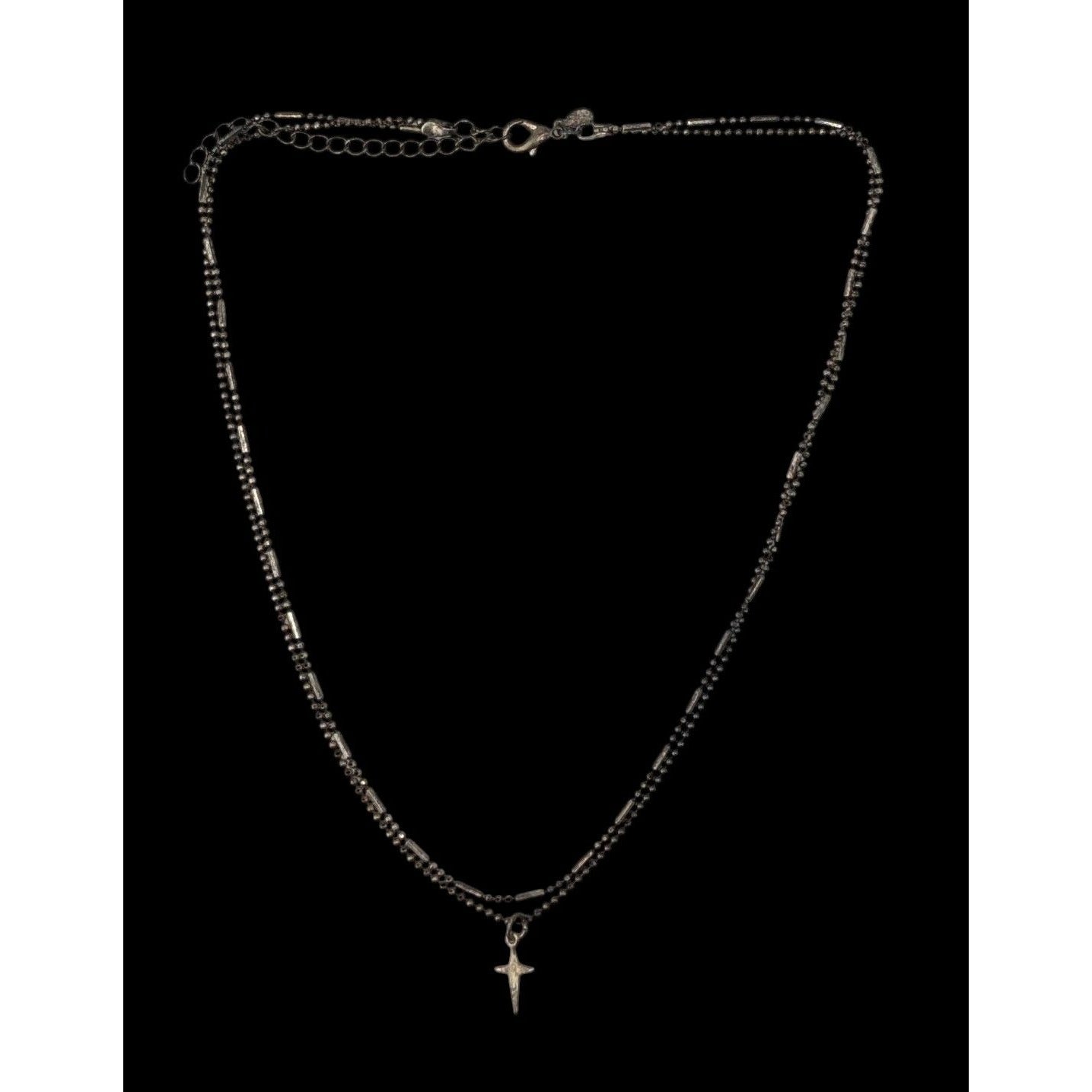 Vintage 90s Premier Designs Cross Necklace Layered Chain Silver Goth