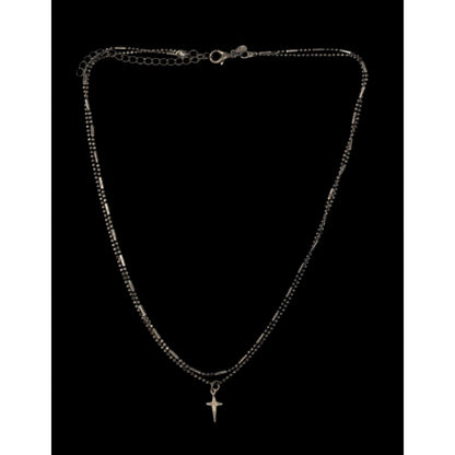Vintage 90s Premier Designs Cross Necklace Layered Chain Silver Goth