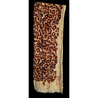 Juicy Couture Leopard Print Lightweight Scarf 33x79 Inches Beige & Orange Wrap Shawl