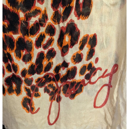Juicy Couture Leopard Print Lightweight Scarf 33x79 Inches Beige & Orange Wrap Shawl