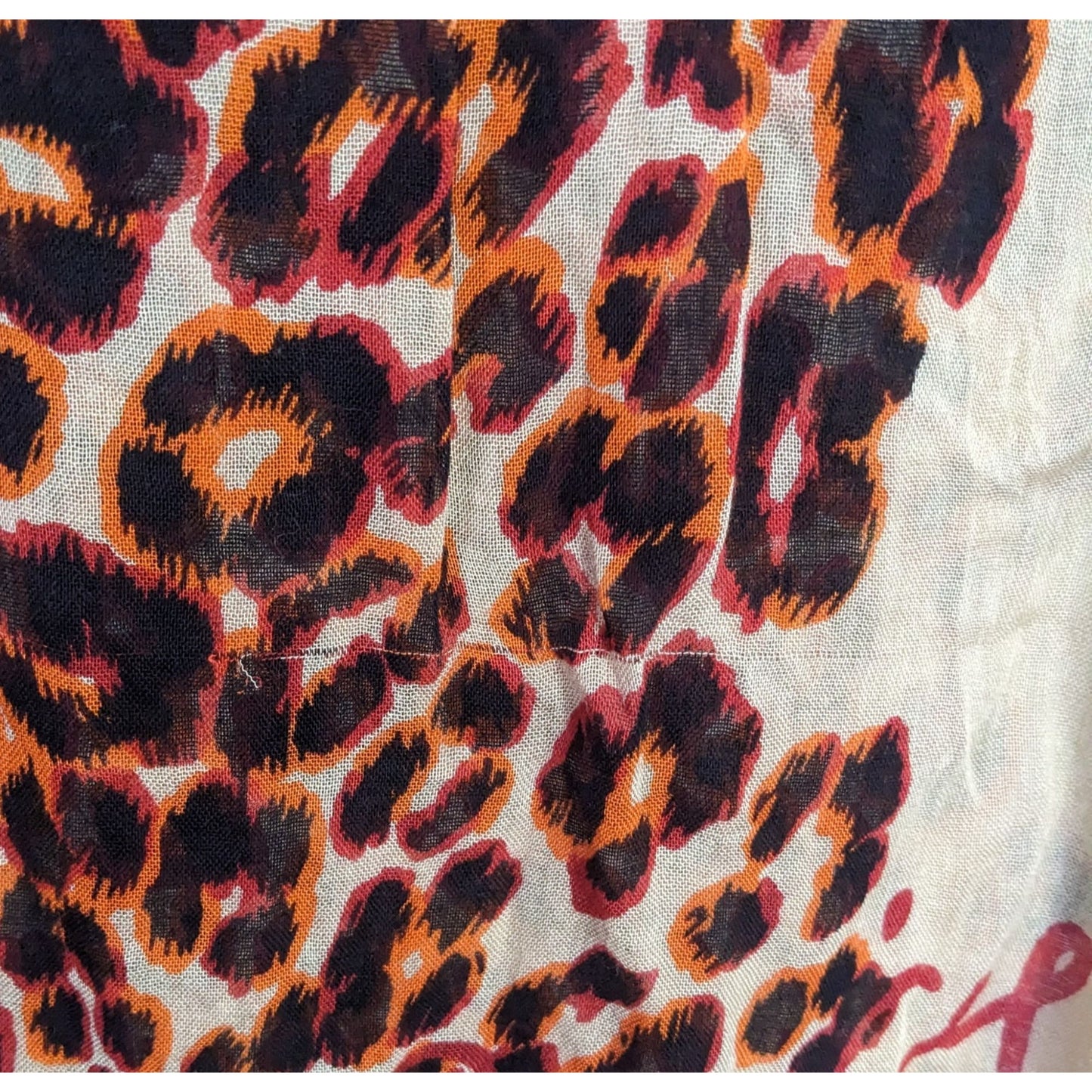 Juicy Couture Leopard Print Lightweight Scarf 33x79 Inches Beige & Orange Wrap Shawl