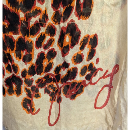 Juicy Couture Leopard Print Lightweight Scarf 33x79 Inches Beige & Orange Wrap Shawl