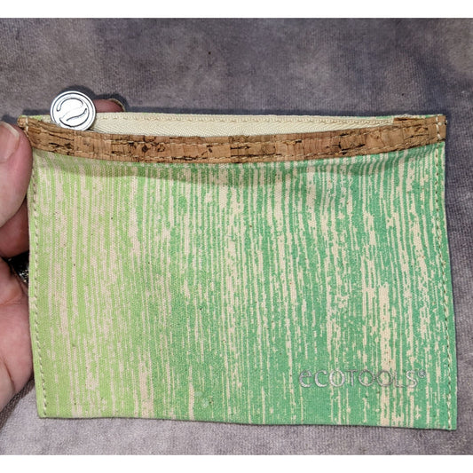 Boho EcoTools Green Cork Trim Cosmetic Makeup Zipper Pouch Travel Bag