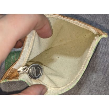 Boho EcoTools Green Cork Trim Cosmetic Makeup Zipper Pouch Travel Bag