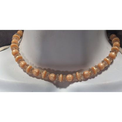 Vintage Orange Moonglow Lucite Beaded Necklace