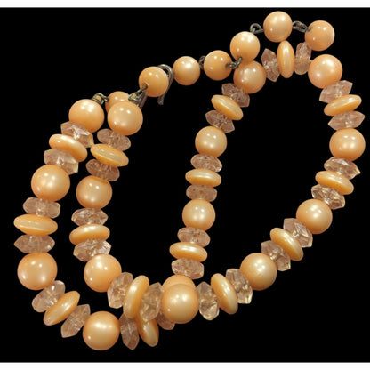 Vintage Orange Moonglow Lucite Beaded Necklace
