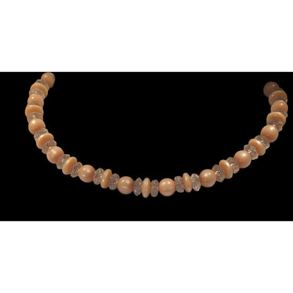Vintage Orange Moonglow Lucite Beaded Necklace