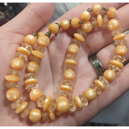 Vintage Orange Moonglow Lucite Beaded Necklace